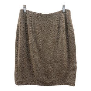 Linda Allard Ellen Tracy Womens Pencil Skirt Brown Herringbone Wool Blend 10